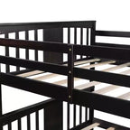 Lit superposé double sur double avec tiroirs de rangement et échelle, lit superposé convertible en bois pour enfants, adolescents et adultes, blanc/gris/espresso - ModernLuxe