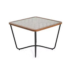 Table basse carrée Christopher Knight Home Tierney industrielle en verre trempé et métal avec motif géométrique