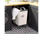 Panier à linge roulant commercial en toile blanc naturel Seville Classics, 22 P x 16 L x 27 H