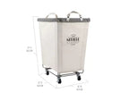 Panier à linge roulant commercial en toile blanc naturel Seville Classics, 22 P x 16 L x 27 H