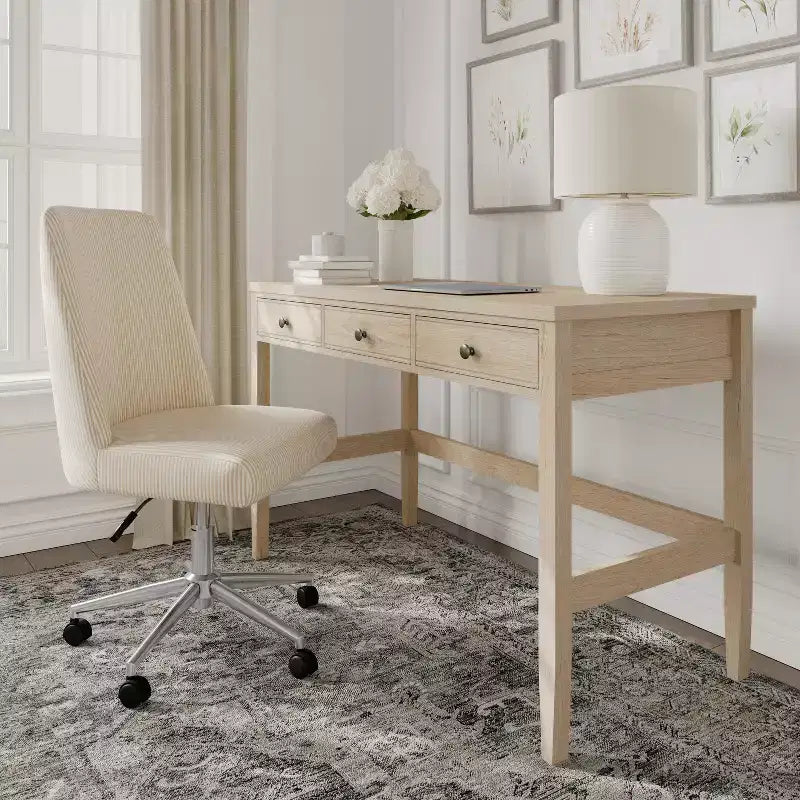 Bureau à 3 tiroirs Martha Stewart Rhett avec pieds fuselés