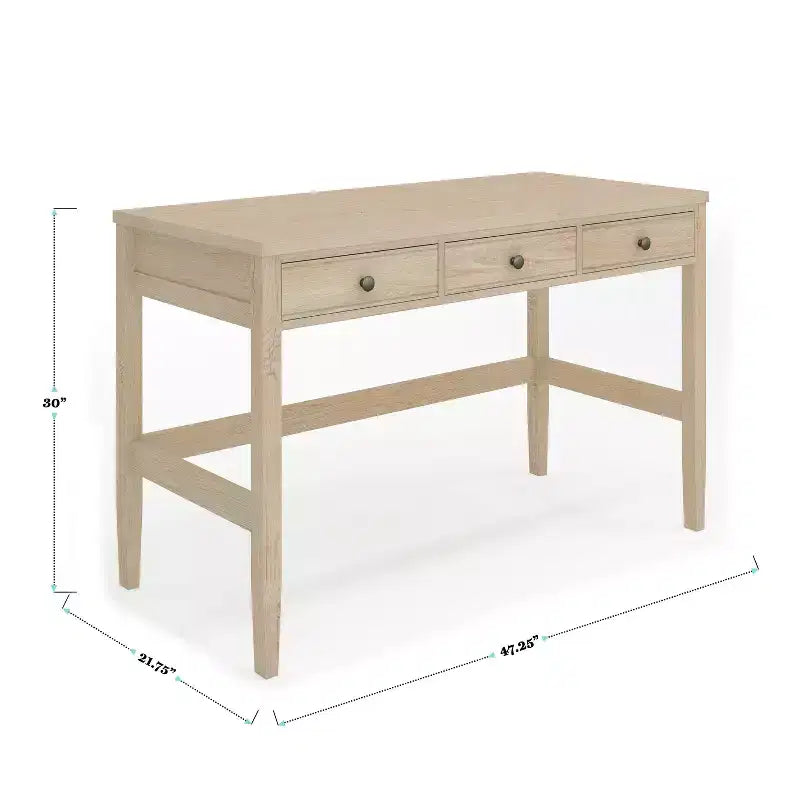 Bureau à 3 tiroirs Martha Stewart Rhett avec pieds fuselés