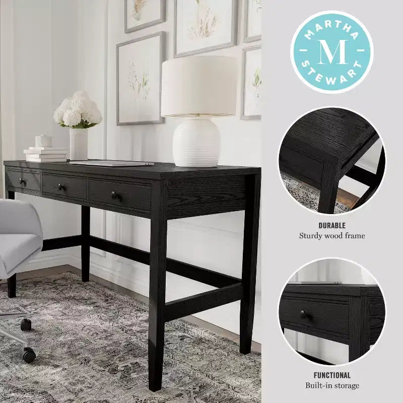 Bureau à 3 tiroirs Martha Stewart Rhett avec pieds fuselés