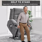 Fauteuil releveur électrique large avec massage et chauffage – Idéal pour les seniors, 3 positions, chargement USB, porte-gobelets, poches latérales