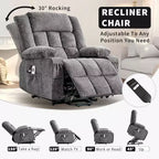 Fauteuil releveur électrique large avec massage et chauffage – Idéal pour les seniors, 3 positions, chargement USB, porte-gobelets, poches latérales