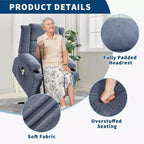 Fauteuil releveur électrique large avec massage et chauffage – Idéal pour les seniors, 3 positions, chargement USB, porte-gobelets, poches latérales