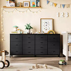 63 Dresser with 14 Fabric Drawers, Wide Dresser TV Stand with Built-in USB Ports