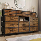 Dresser for Bedroom with 14 Drawers, 55 W Dresser with Side Pocket
