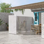 Jardinière en Métal Blanc Dovelina 72 H47W avec Treillis Pare-Vue pour Café, Patio, Jardin & Balcons