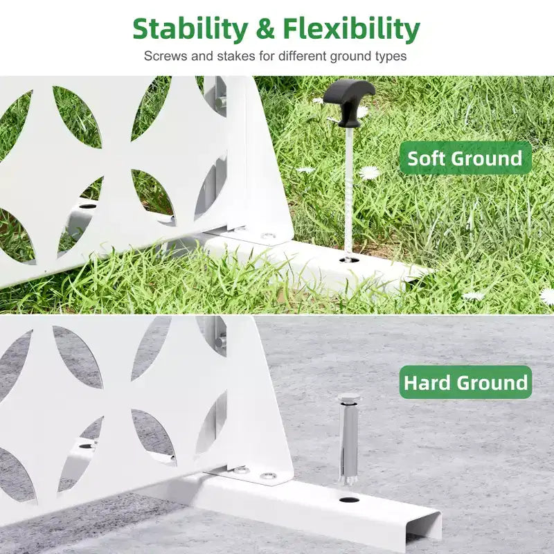 Jardinière en Métal Blanc Dovelina 72 H47W avec Treillis Pare-Vue pour Café, Patio, Jardin & Balcons