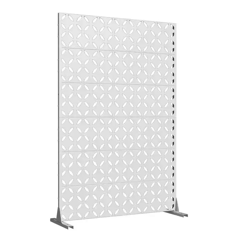 Jardinière en Métal Blanc Dovelina 72 H47W avec Treillis Pare-Vue pour Café, Patio, Jardin & Balcons