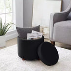 Pouf de rangement rond Ornavo Home Lawrence avec couvercle/plateau de table