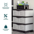 Sunnydaze Meuble de rangement à 3 tiroirs en plastique robuste - 29,5