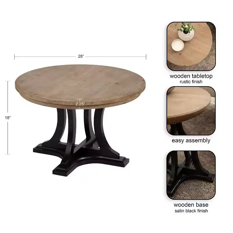 Table basse en bois Linsley de Kate and Laurel, 28x28x18, marron rustique