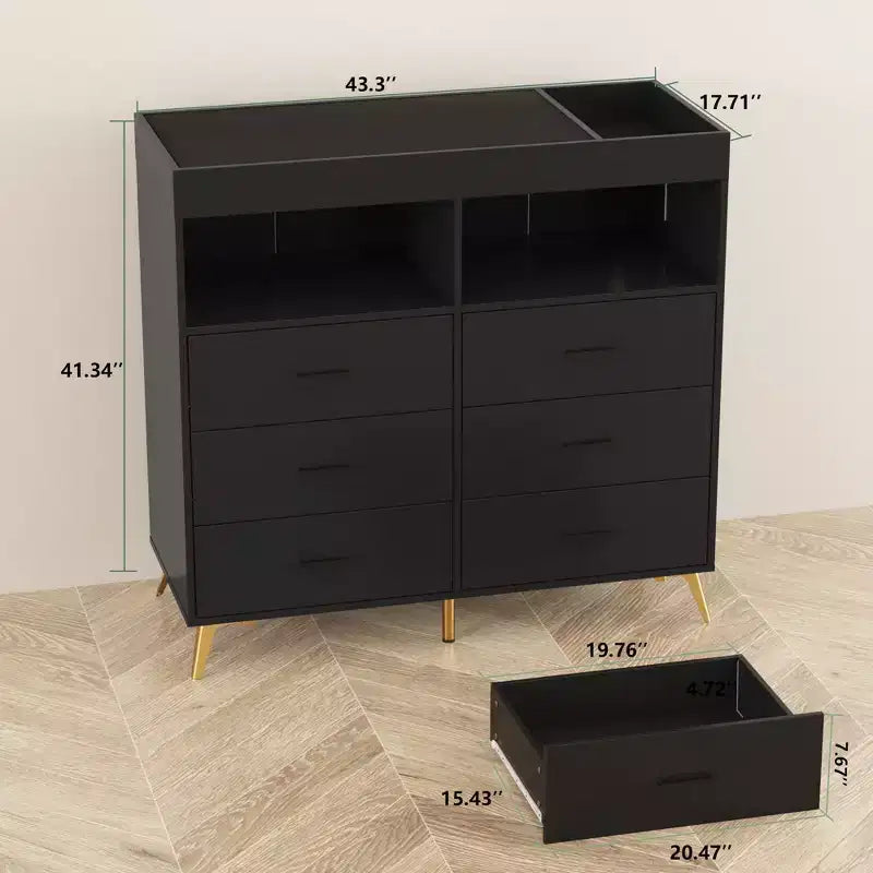 Commode à langer avec tiroirs, commode bébé avec plateau à langer, prise électrique, lumière LED et pieds en métal