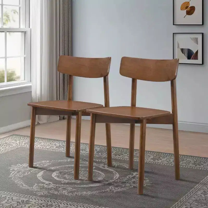 Chaises de salle à manger GDFStudio Thomas Mid-Century Modern en bois massif de noyer (lot de 2)
