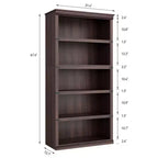 Bibliothèque à 5 niveaux, étagère de rangement ouverte style ferme, 31,4 x 12,7 x 67,4 pouces