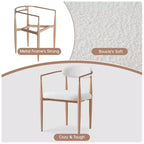 Lot de 4 chaises de salle à manger en bouclette, chaises modernes avec pieds en métal imitation bois pour cuisine, salon, restaurant, café - Morden Fort
