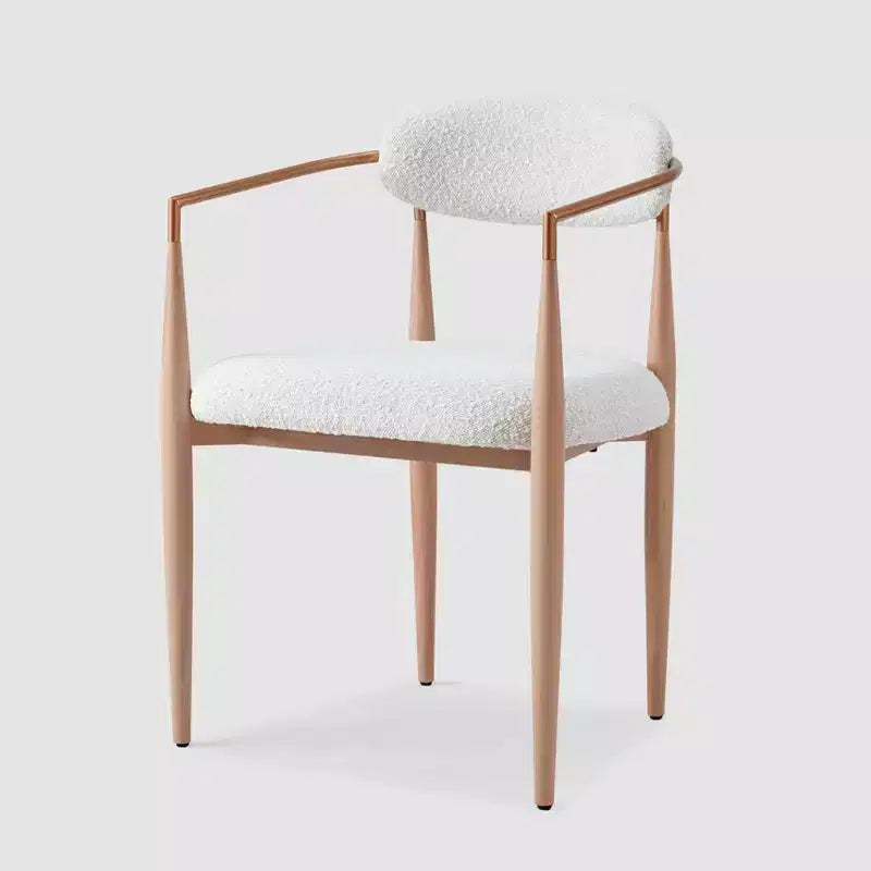Lot de 4 chaises de salle à manger en bouclette, chaises modernes avec pieds en métal imitation bois pour cuisine, salon, restaurant, café - Morden Fort