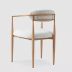 Lot de 4 chaises de salle à manger en bouclette, chaises modernes avec pieds en métal imitation bois pour cuisine, salon, restaurant, café - Morden Fort