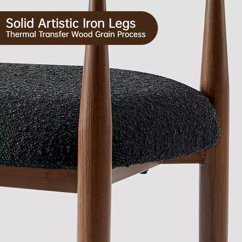 Lot de 4 chaises de salle à manger en bouclette, chaises modernes avec pieds en métal imitation bois pour cuisine, salon, restaurant, café - Morden Fort