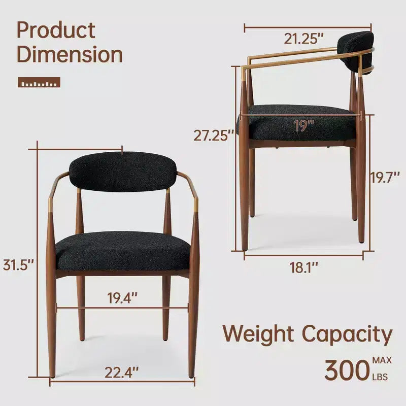 Lot de 4 chaises de salle à manger en bouclette, chaises modernes avec pieds en métal imitation bois pour cuisine, salon, restaurant, café - Morden Fort