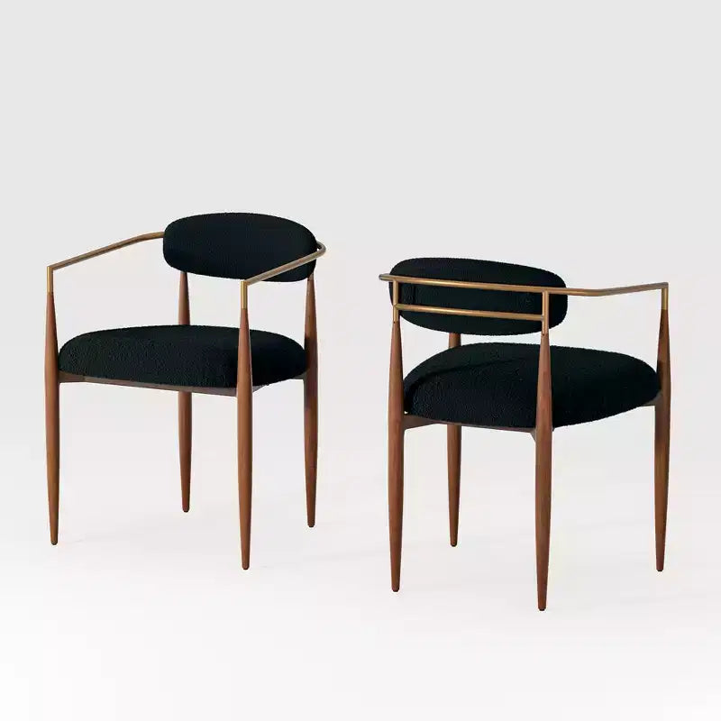 Boucle Dining Chairs Set of 4, Modern Arm Chairs with Wood Grain Metal Legs for Kitchen, Living Room, Restaurant, Cafe - Morden Fort