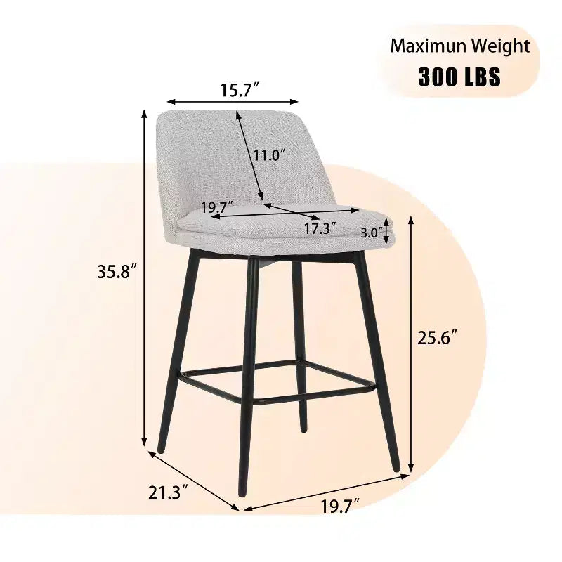 Tabourets de bar Vatros réglables en hauteur, pivotants à 360°, lot de 2