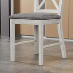 Ensemble de table à manger de style ferme VECELO, table en bois d'hévéa et chaises de salle à manger rembourrées, gris