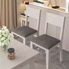 VECELO Rustic Wooden Dining Chairs, Rubber Wood Kitchen Chairs with Padded Seat & Backrest, Gray