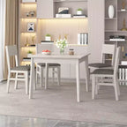 VECELO Chaises de salle à manger rustiques en bois, chaises de cuisine en bois d'hévéa avec siège et dossier rembourrés, gris