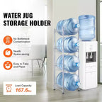 Porte-bouteilles d'eau 4 niveaux VEVOR, support de bouteilles d'eau de 19 litres, étagère à bouteilles d'eau à rangée unique pour 4 bouteilles, support de bouteilles d'eau robuste
