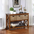 Table console de canapé eHemco X-Side avec 2 étagères et 3 paniers, café