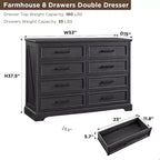 Commode SinCiDo à 8 tiroirs pour chambre à coucher, commode rustique en bois de style ferme avec poignée en métal, organisateur de tiroirs rustique de 52 po de large