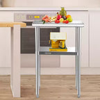 VEVOR Table de préparation en acier inoxydable, 61 x 46 x 91 cm, 272 kg de capacité de charge, table de travail en métal robuste avec étagère inférieure et pieds réglables