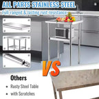 VEVOR Table de préparation en acier inoxydable, 61 x 46 x 91 cm, 272 kg de capacité de charge, table de travail en métal robuste avec étagère inférieure et pieds réglables