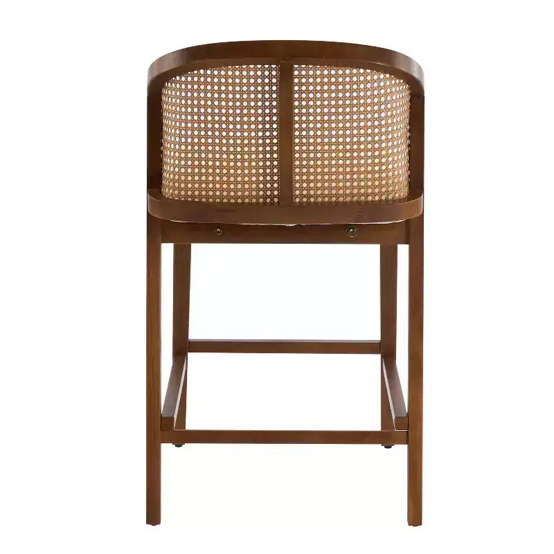 Tabourets de comptoir rembourrés en rotin et bois d'hévéa Mansoor Christopher Knight Home