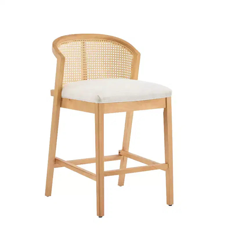 Tabourets de comptoir rembourrés en rotin et bois d'hévéa Mansoor Christopher Knight Home