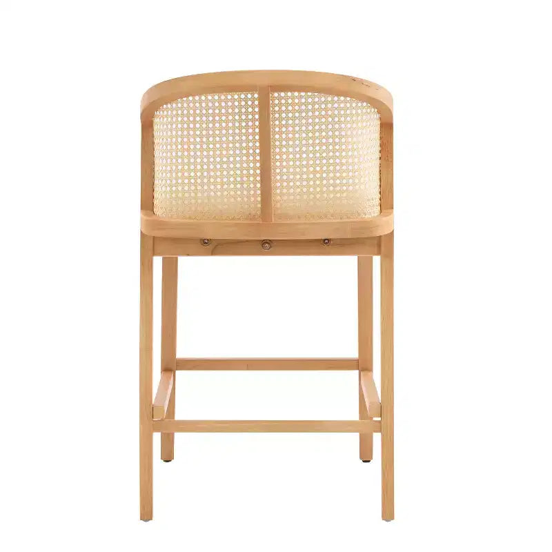 Tabourets de comptoir rembourrés en rotin et bois d'hévéa Mansoor Christopher Knight Home