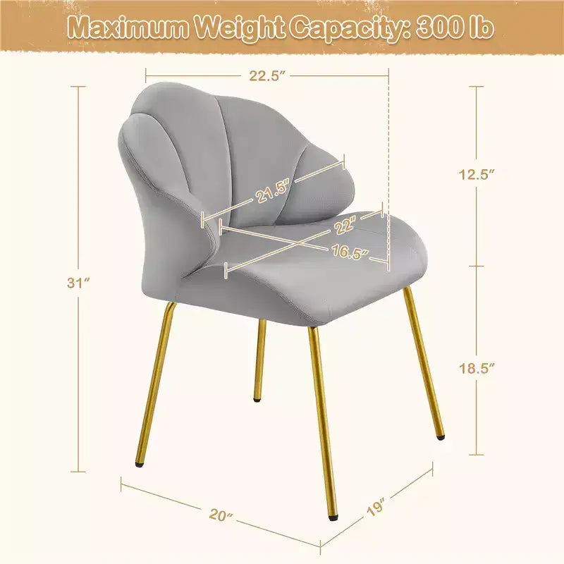 Yaheetech Lot de 2 chaises d'appoint modernes avec pieds en métal doré pour salon, chambre à coucher