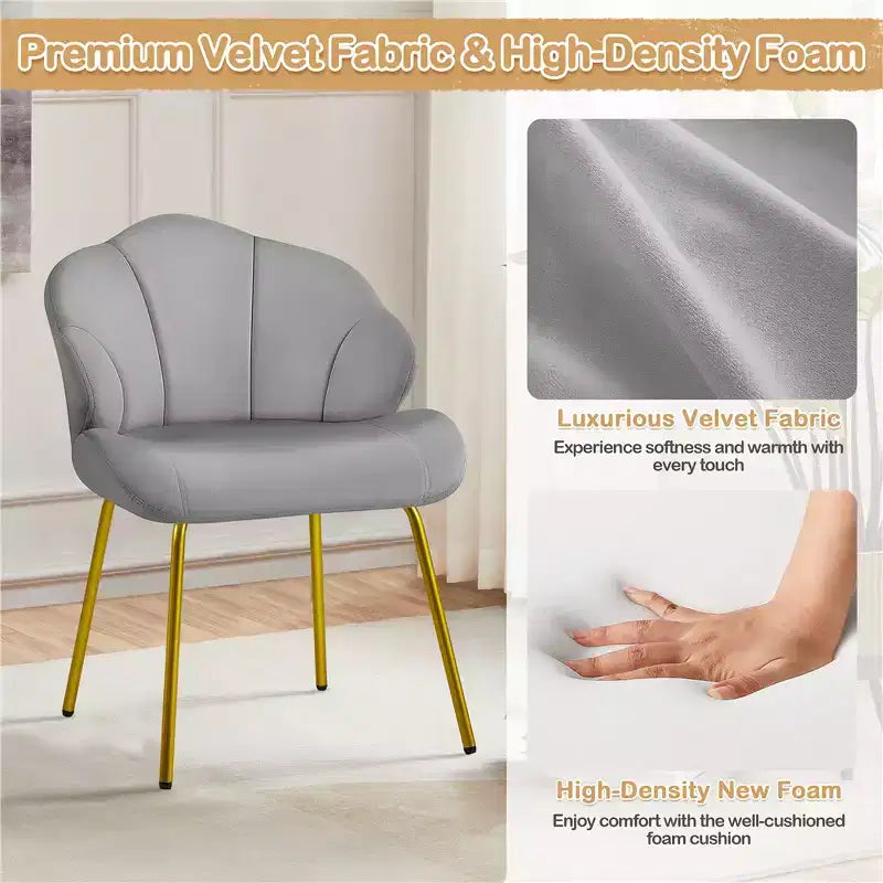 Yaheetech Lot de 2 chaises d'appoint modernes avec pieds en métal doré pour salon, chambre à coucher