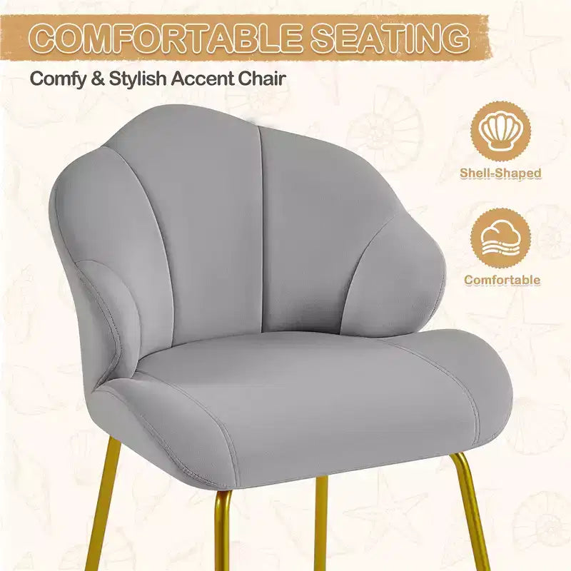 Yaheetech Lot de 2 chaises d'appoint modernes avec pieds en métal doré pour salon, chambre à coucher