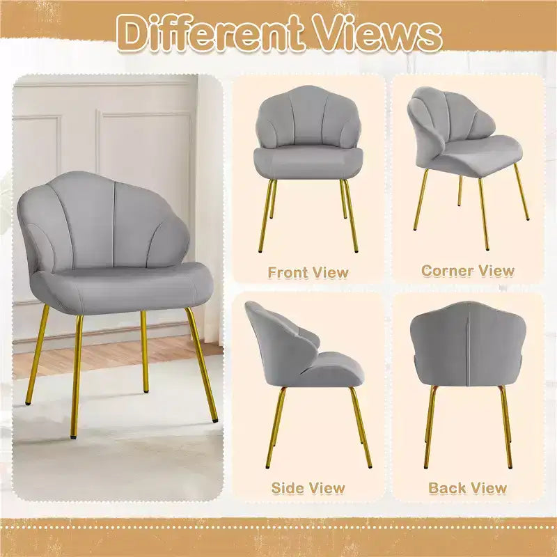 Yaheetech Lot de 2 chaises d'appoint modernes avec pieds en métal doré pour salon, chambre à coucher