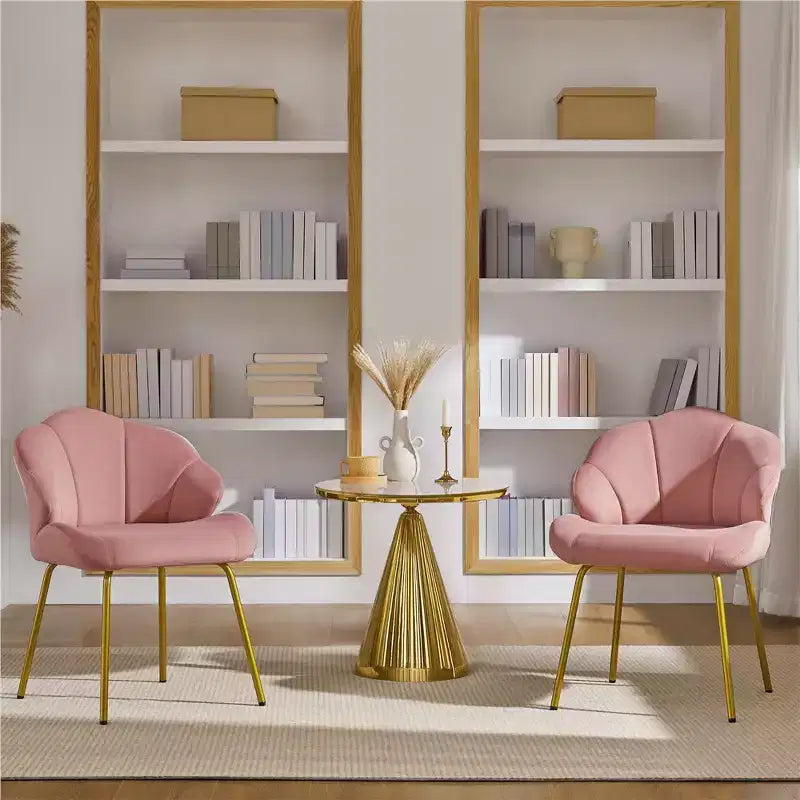 Yaheetech Lot de 2 chaises d'appoint modernes avec pieds en métal doré pour salon, chambre à coucher