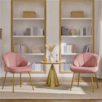 Yaheetech Lot de 2 chaises d'appoint modernes avec pieds en métal doré pour salon, chambre à coucher
