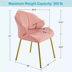Yaheetech Lot de 2 chaises d'appoint modernes avec pieds en métal doré pour salon, chambre à coucher