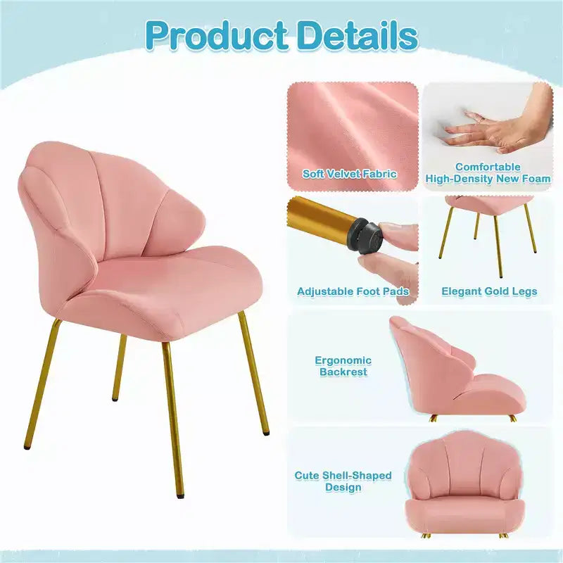 Yaheetech Lot de 2 chaises d'appoint modernes avec pieds en métal doré pour salon, chambre à coucher