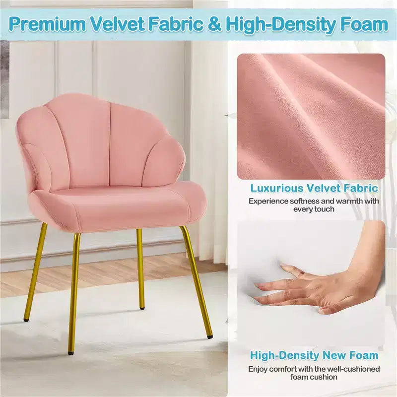 Yaheetech Lot de 2 chaises d'appoint modernes avec pieds en métal doré pour salon, chambre à coucher