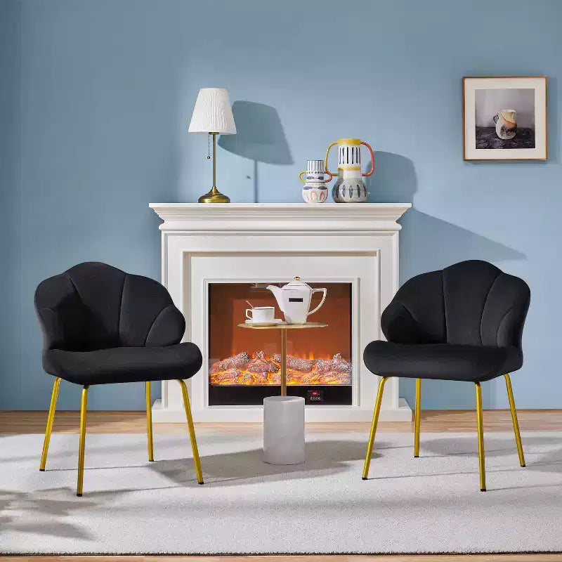 Yaheetech Lot de 2 chaises d'appoint modernes avec pieds en métal doré pour salon, chambre à coucher