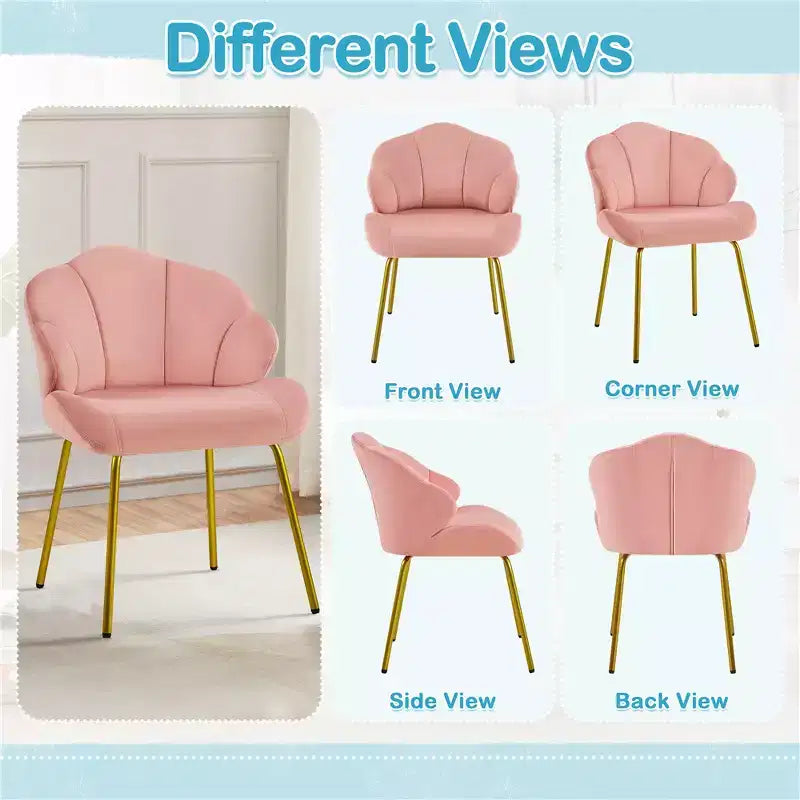 Yaheetech Lot de 2 chaises d'appoint modernes avec pieds en métal doré pour salon, chambre à coucher